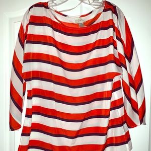 Loft orange, navy & white striped shirt.